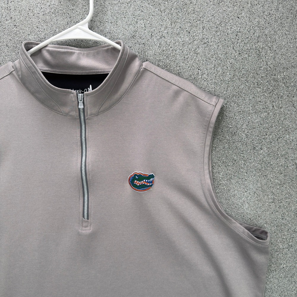 Johnnie-O Florida Gators Mens XXL Grey Performance Quarter Zip Golf Vest NCAA